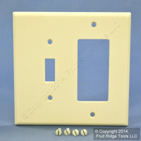 Leviton LARGE Almond 2-Gang Decora Toggle Switch Cover GFCI GFI Wallplate 80605-A