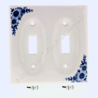 Creative Accents Porcelain Blue Flower 2-Gang Toggle Switch Cover Wall Plate
