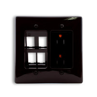 Hubbell Brown Recessed TV AV Receptacle TR Outlet 4-Port SnapFit 15A RR1514