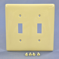 Hubbell Ivory UNBREAKABLE 2-Gang Toggle Switch Cover Nylon Wallplate Switchplate NP2I