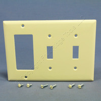 Cooper Almond 3-Gang Standard Switch Cover Decorator GFCI GFI Thermoset Wallplate 2173A