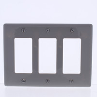 Hubbell Gray 3-Gang UNBREAKABLE Decorator/Rocker Switch Cover Mid-Size GFCI Wallplate NPJ263GY