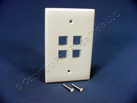 Leviton White Large Midway Quickport 4-Port Wallplate 41091-4WN