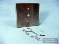 Leviton 2-Gang NON-MAGNETIC Stainless Steel Phone Cable Jack Wallplate .406" Strap Mount 84090-40
