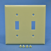 New Cooper Ivory 2-Gang Toggle Switch Cover Plastic Wallplate Switchplate 2139V