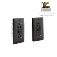 2 Hubbell 15A SNAPConnect Black Self-Test Hospital GFCI Outlet Receptacles GFRST82SNAPBK