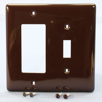 Hubbell Brown Mid-Size NYLON Toggle Switch Decorator GFCI Receptacle 2-Gang Wallplate NPJ126