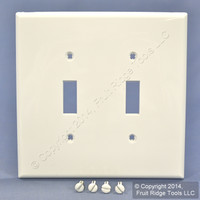 Leviton White 2Gang Midway UNBREAKABLE Toggle Switch Cover Nylon Wallplate PJ2-W