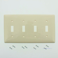 Hubbell Light Almond UNBREAKABLE 4-Gang Toggle Switch Cover Nylon Wallplate Switchplate NP4LA