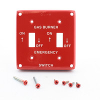 Bryant Gas Burner Emergency Switch 4" Square Surface Box Cover 2-Gang 2-Toggle