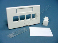 Leviton White 4-Port Quickport Cubicle Wallplate Data Faceplate Fits Herman Miller 49910-HW4