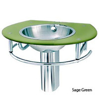 Decolav Sage Green Glass Bathroom Lavatory Vanity Sink Stainless Steel Bowl 2240-8P-SG