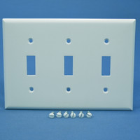 Cooper White Standard Size 3-Gang Toggle Switch Plastic Cover Wallplate 2141W