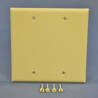 2 Cooper Ivory Standard 2-Gang Blank Thermoplastic Unbreakable Wallplate Covers 5137V