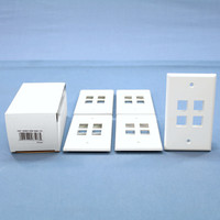 5 NEW Leviton White Quickport 4-Port Flush Mount High Impact Fire-Retardant Plastic Wallplate Covers 1-Gang 41080-4WP