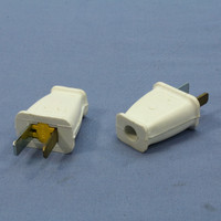 2 Cooper White Straight Blade Male Plugs 15A 125V Polarized Non-Grounding NEMA 1-15 1-15P SA540W