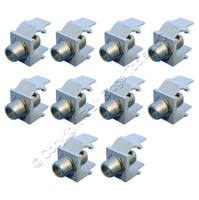 10 Leviton Gray Quickport Snap-In Female F-Type Coaxial Cable Jacks 75-Ohm 41084