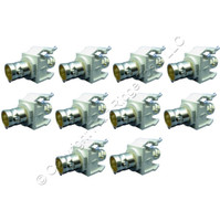 10 Leviton Ivory Quickport Feed-Thru Female BNC Snap-In Gold-Plated Jacks 40832