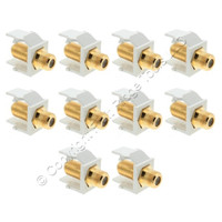 10 Leviton White Quickport Gold Coaxial Cable Connector Jacks 40831-W