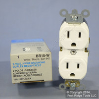 Leviton White COMMERCIAL GRADE Duplex Receptacle Outlet 15A 125V BR15-W Boxed