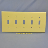 Cooper Ivory 5-Gang Mid-Size UNBREAKABLE Nylon Toggle Switch Wallplate Cover PJ5V