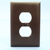 Pass and Seymour Brown TradeMaster 1-Gang Jumbo Unbreakable Receptacle Nylon Wallplate Duplex Outlet Cover TPJ8