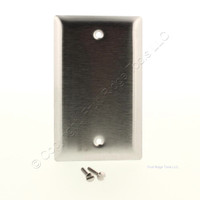 Pass and Seymour Smooth Brushed Stainless Steel Blank Single Gang Standard Wallplate Cover 2.75"W 4.5"H SL13