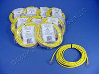 10 Leviton Yellow Cat 5 15 Ft Ethernet LAN Patch Cords Network Cables Cat5 52455-15Y