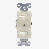 New Cooper Almond DOUBLE Toggle Duplex Wall Light Switch 15A Single Pole 271A
