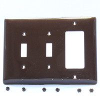 Hubbell Brown Residential Decorator Toggle Switch Combination Unbreakable Nylon 3-Gang Mid-Size Wallplate Cover NPJ226