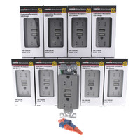10 Cooper Gray Tamper Resistant Combination Duplex Receptacles Outlet USB Charger NEMA 5-15R 15A 125V TR7745GY