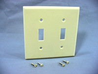 Leviton Almond 2-Gang Toggle Switch Plastic Cover Wall Plate Switchplate 82009