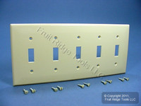 Leviton Ivory 5-Gang UNBREAKABLE Switch Cover Wall Plate Nylon Switchplate 80723-I