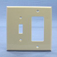Leviton Light Almond Combination Toggle Switch Plate Decora GFCI Receptacle Wallplate Cover PJ126-T