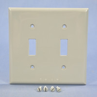 Cooper Gray Standard Size 2-Gang UNBREAKABLE Toggle Switch Plate Cover Wallplate 5139GY