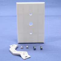 Leviton White JUMBO Phone Cable Outlet Wallplate Telephone .406" Strap Mount Oversize 88113