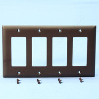 P&S Brown Trademaster 4-Gang Decorator Unbreakable Nylon Wallplate Cover TP264