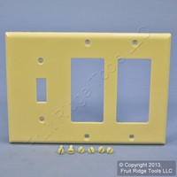 Leviton Ivory 3-Gang UNBREAKABLE Thermoplastic Combination Switch Plate Decora GFCI Cover Nylon Wallplate GFI 80731-I