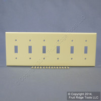 New Leviton Almond 6-Gang Toggle Light Switch Cover Wall Plate Switchplate 82036