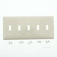 Hubbell Light Almond UNBREAKABLE 5-Gang Toggle Switch Cover Nylon Wallplate Switchplate NP5LA