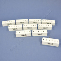 10 New Leviton White Polarized Plug-In Triple Tap Outlet Adapters 1-15R 15A 125V 65-W