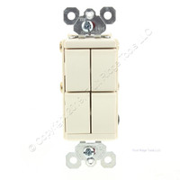 P&S Quad 1-Pole Lt Almond Decorator Dual Rocker Light Switch 15A Bulk TM81111-LA