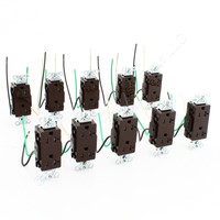 10pcs Hubbell Brown 20A TR Decorator Outlets 5-20R w/ 6.5" Solid Leads DR20TRP1