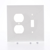 Mulberry White Midsize 2Gang Toggle Duplex Outlet Thermoplastic Wallplate 732832