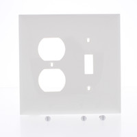 Mulberry White UNBREAKABLE Midi Size 2-Gang Combination Toggle Switch Duplex Outlet Wallplate 732832