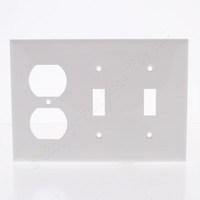 Mulberry White UNBREAKABLE Standard 3-Gang Combination Toggle Switch Cover Duplex Outlet Wallplate 90543