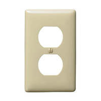 Hubbell Ivory UNBREAKABLE Duplex Receptacle Wallplate Mid-Size Outlet Cover NPJ8IZ