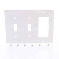 Mulberry White UNBREAKABLE Standard 3-Gang Combination Toggle Switch Decorator Outlet Cover GFCI Wallplate 732443