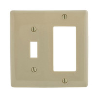 Hubbell NPJ126IZ Ivory Mid-Size Combination 2-Gang 1-Toggle 1-Decorator Nylon Wall Plate