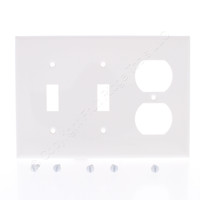 Mulberry White UNBREAKABLE Standard 3-Gang Combination Toggle Switch Cover Duplex Outlet Wallplate 732543